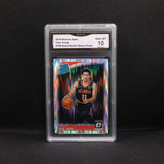 2018-19 Trae Young Donruss Optic Rated Rookie Flash Prizm GMA 10