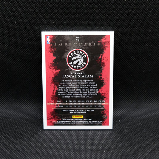 2019-20 Panini Impeccable #39 Pascal Siakam 07/25