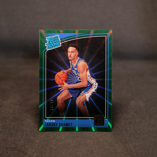 2018-19 Landry Shamet Donruss Rated Rookie /99 Green Laser Rookie Card