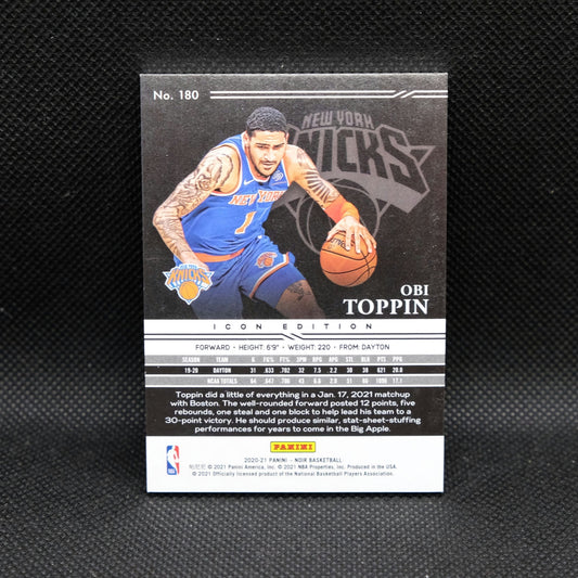 2020-21 Obi Toppin Noir #180 Icon Edition Rookie Card /99