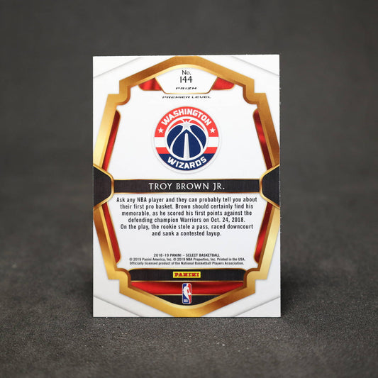 2018-19 Troy Brown Jr Select Premier Level Silver Prizm Rookie Card #144