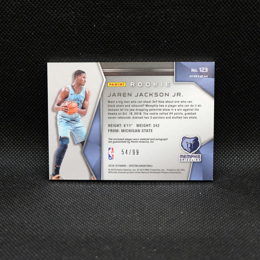2018-19 Jaren Jackson Jr Spectra Neon Blue Rookie Player-Worn Materials Auto ...