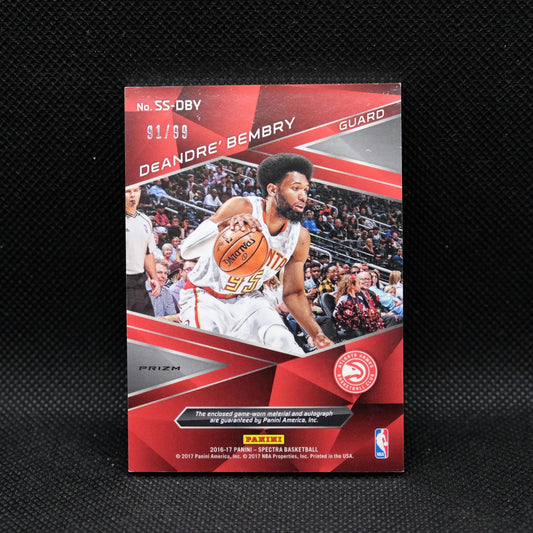 2016-17 Panini Spectra DeAndre' Bembry Spectacular Swatches RPA Blue Fast Bre...