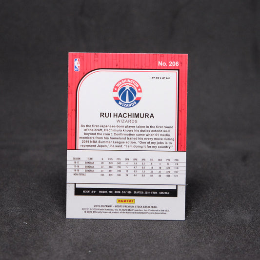 2019-20 Rui Hachimura Hoops Premium #206 Silver Pulsar Prizm Rookie Card
