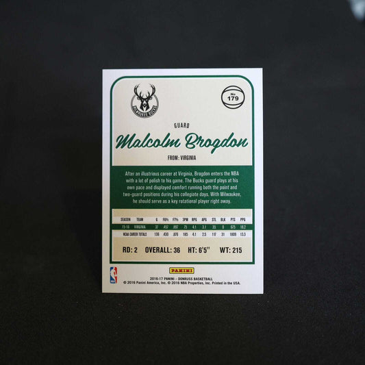 2016-17 Malcolm Brogdon Donruss Green and Gold Laser Rookie Card