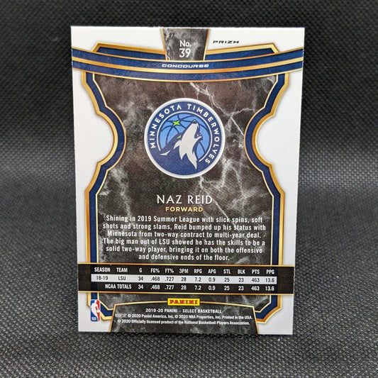 2019-20 Naz Reid Select Concourse Level Rookie Card RC #39 Silver Prizm