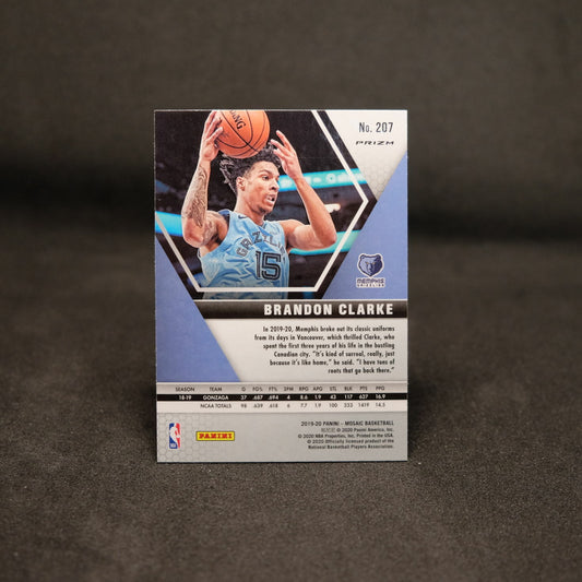 2019-20 Panini Mosaic Brandon Clarke Pink Camo Rookie Prizm Card