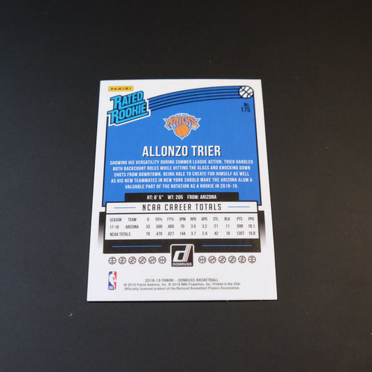 2018-19 Allonzo Trier Donruss Rated Rookie #175 Orange Laser Rookie Card