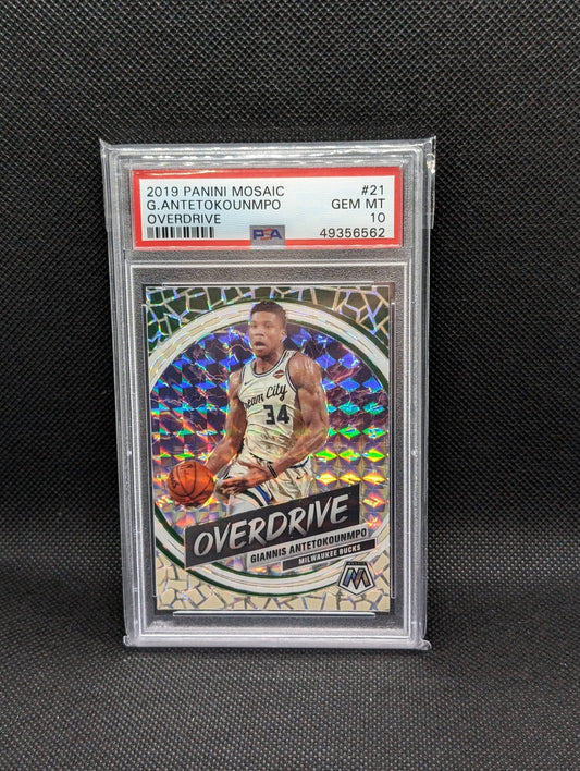 2019-20 Giannis Antetokounmpo Mosaic Overdrive Silver Prizm PSA 10