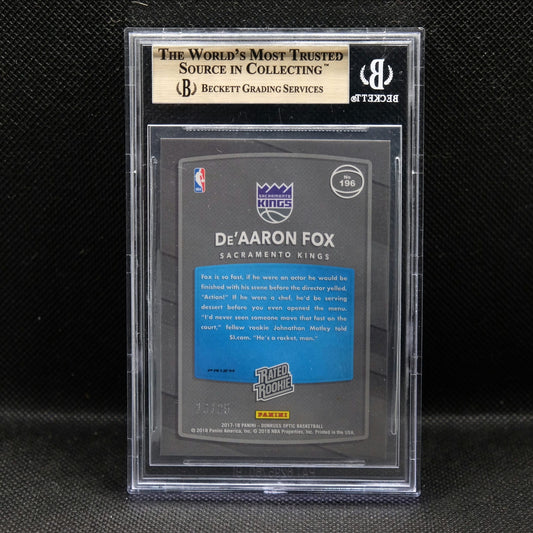 2017-18 De'Aaron Fox Donruss Optic #196 Aqua /25 Rated Rookie BGS 9.5 GEM MINT