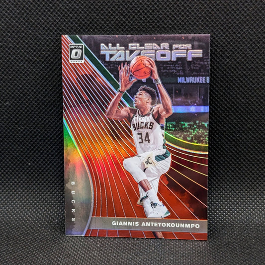2019-20 Giannis Antetokounmpo Donruss Optic All Clear For Takeoff Red Prizm /99