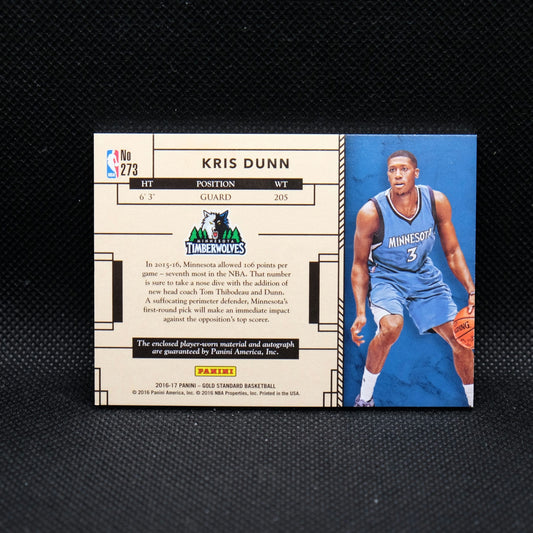 2016-17 Kris Dunn Gold Standard Rookie Patch Auto /49