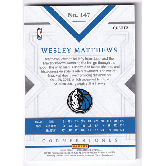 2018-19 Cornerstones #147 Wesley Matthews Quartz /49