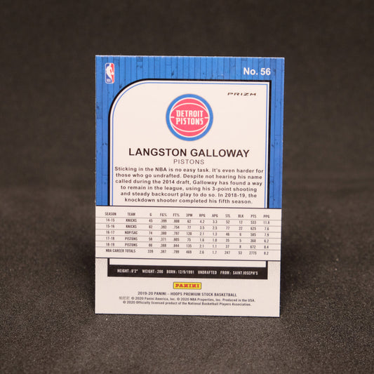 Langston Galloway 2019-20 NBA Hoops Premium Silver Prizm