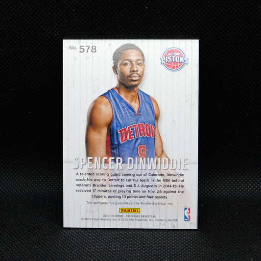 2014-15 Panini Preferred Spencer Dinwiddie Unparalleled Rookie Auto /50