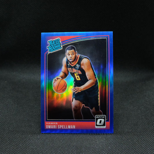 2018-19 Omari Spellman Donruss Optic #196 Rated Rookie Blue Holo Rookie Card /49