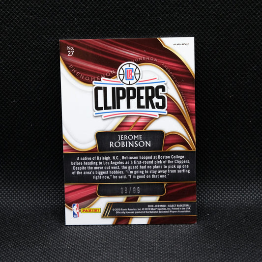 2018-19 Panini Select Jerome Robinson Phenomenon Silver Prizm Rookie /99
