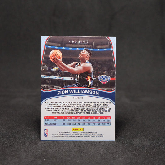2019-20 Zion Williamson Chronicles Marquee Rookie Card