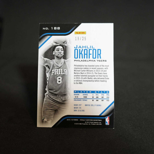 2015-16 Jahlil Okafor Panini Totally Certified Camo Rookie Card /25