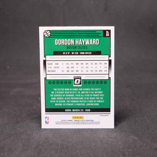 2018-19 Panini Donruss Optic Fast Break Prizm Gordon Hayward