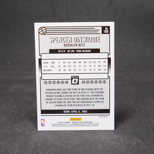 2018-19 Panini Donruss Optic Fast Break Prizm Spencer Dinwiddie
