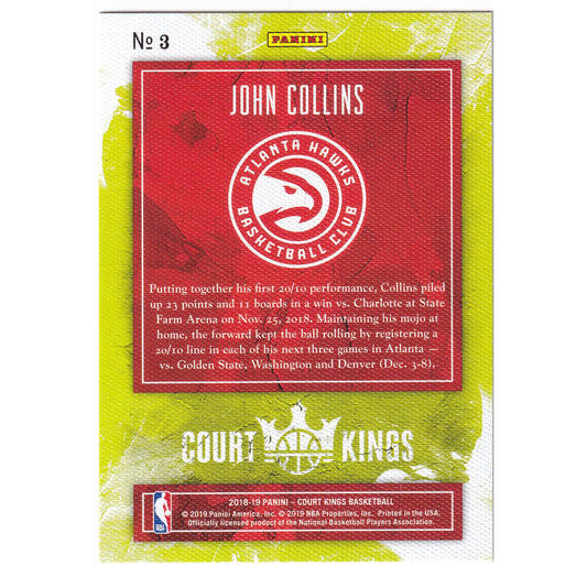 2018-19 Panini Court Kings Jade #3 John Collins