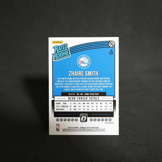 2018-19 Zhaire Smith Donruss Optic - #154 Fast Break Silver Prizm Rookie Card