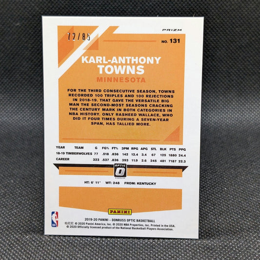 2019-20 Karl-Anthony Towns Donruss Optic Red Fast Break Prizm /85