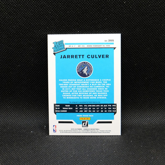 2019-20 Donruss Jarrett Culver Rated Rookie Green Purple Laser Autograph
