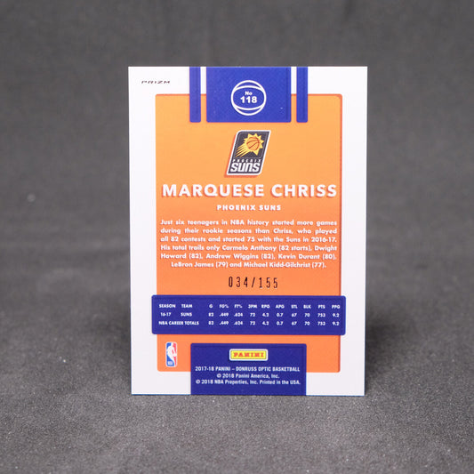 2017-18 Marquese Chriss Donruss Optic Fast Break Purple Prizm /155
