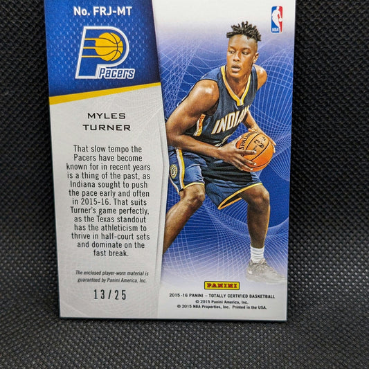 2015-16 Myles Turner Panini Totally Certified Fabric Of The Game RC Patch /25