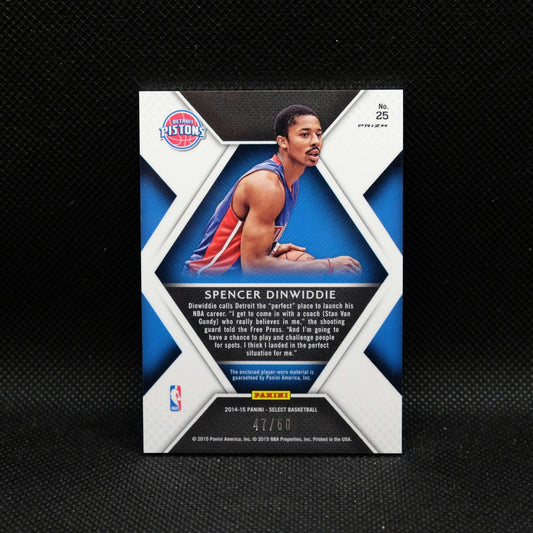 2014-15 Panini Select Spencer Dinwiddie Rookie Swatches Orange Prizm RC /60