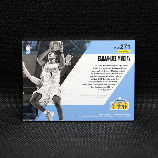 2015-16 Panini Preferred Emmanuel Mudiay Unparalleled Rookie Auto /50