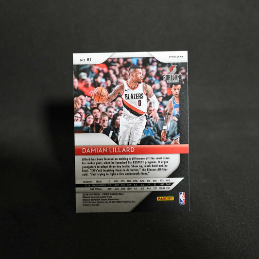 2018-19 Panini Prizm Damian Lillard #81 Green Yellow Blue Prizm