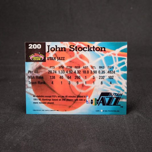 John Stockton 1992-93 Topps Stadium Club #200 Members Choice