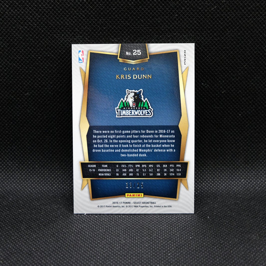 2016-17 Panini Select Kris Dunn #25 Tie Dye Prizm /25 Rookie Card