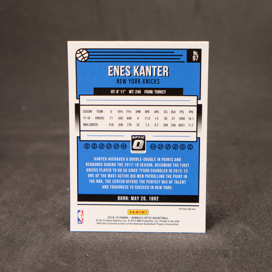 2018-19 Panini Donruss Optic Blue Velocity Prizm Enes Kanter