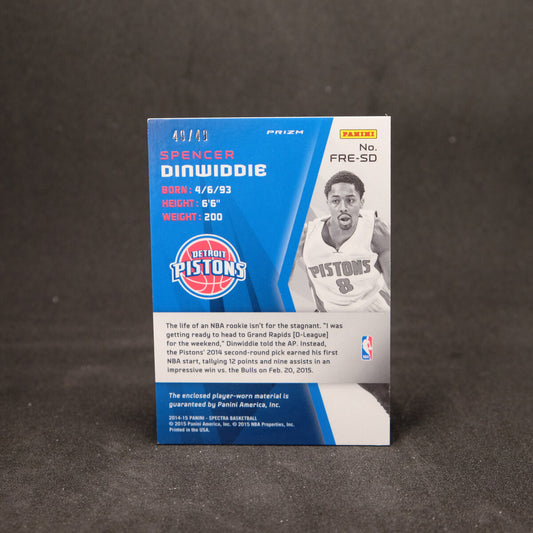 2014-15 Panini Spectra Freshman Fabrics 49/49 Spencer Dinwiddie #FRE-SD Rookie