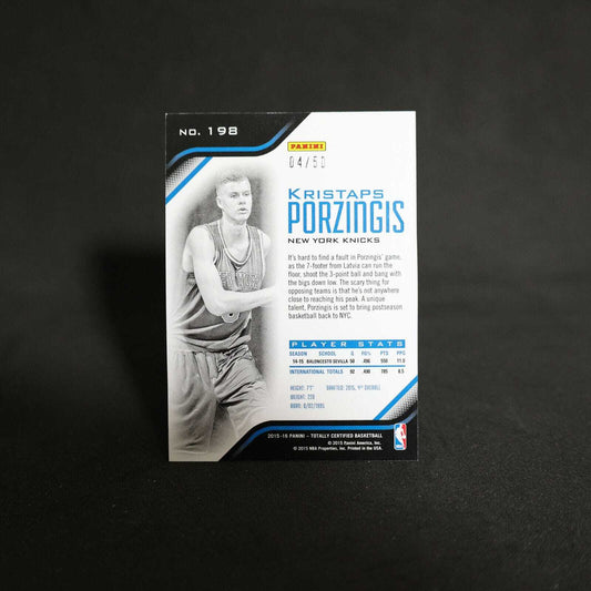 2015-16 Kristaps Porzingis Totally Certified #198 Purple Rookie Card /50