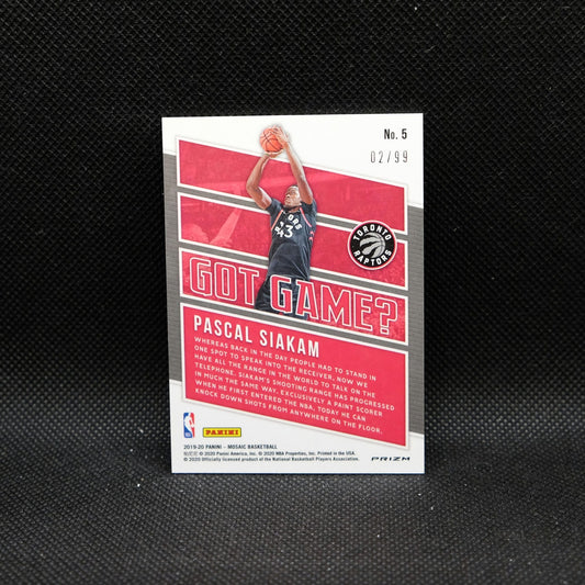 2019-20 Panini Mosaic Pascal Siakam Got Game Blue Reactive Prizm /99