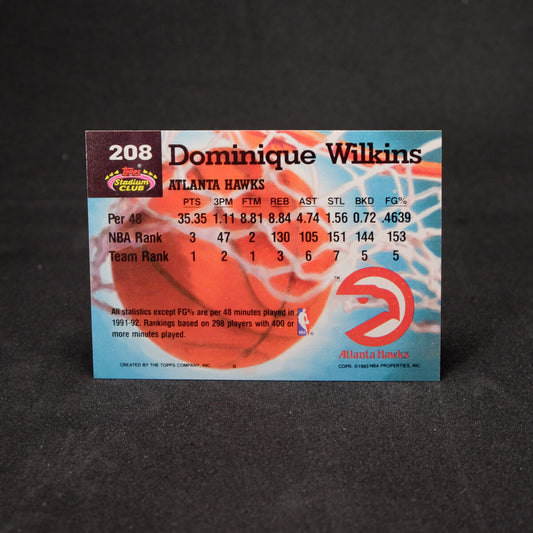 Dominique Wilkins 1992-93 Topps Stadium Club #208 Members Choice