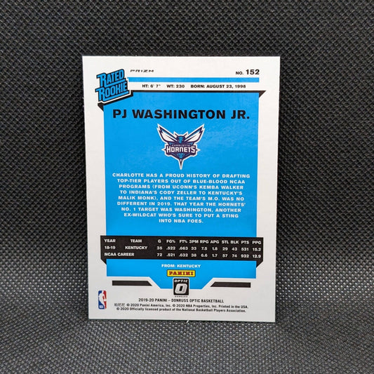 2019-20 PJ Washington Jr Donruss Optic Rated Rookie Silver Holo Rookie Card #152