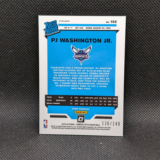 2019-20 PJ Washington Jr Donruss Optic Rated Rookie Lime Green Prizm /149 RC