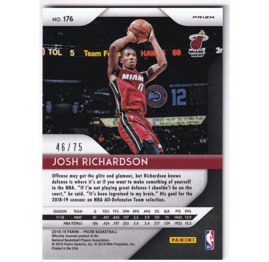 2018-19 Prizm Fast Break Purple Prizm #176 Josh Richardson /75
