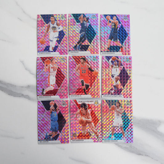 2019-20 Mosaic Pink Camo Prizm Lot #3 - 9 Cards