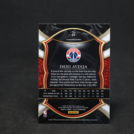 2020-21 Panini Select Deni Avdija Concourse Blue Prizm RC Rookie Card