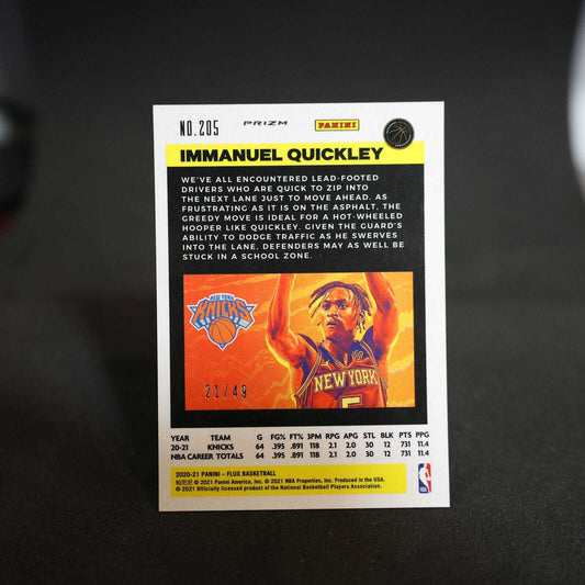 2020-21 Immanuel Quickley Panini Flux Rookie Card #205 Orange Prizm /49
