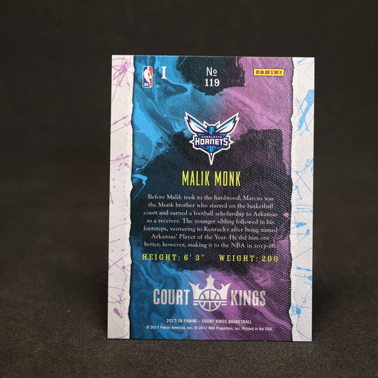 2017-18 Panini Court Kings Malik Monk RC Rookies Level I