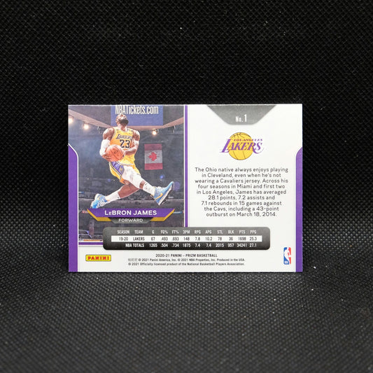 2020-21 Prizm Lebron James #1 Kobe Bryant Tribute Dunk