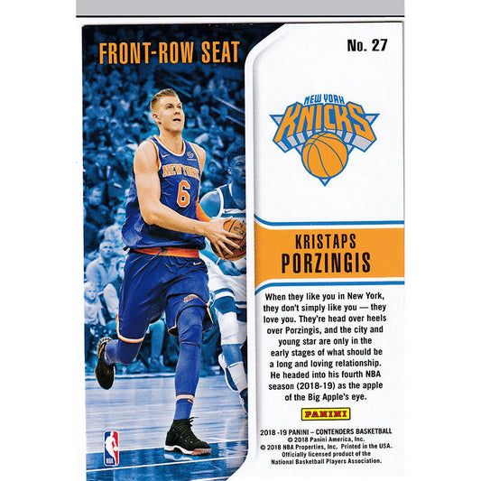 2018-19 Panini Contenders Front Row Seat #27 Kristaps Porzingis